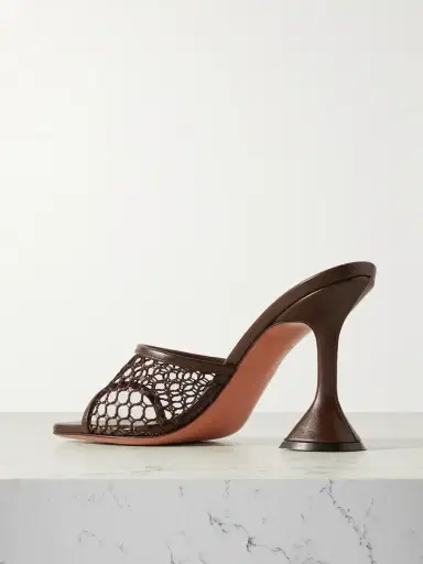 Amina Muaddi Lupita Fishnet And Leather Mules | Thumbnail 3 Amina Muaddi Lupita Fishnet And Leather Mules | Thumbnail 3