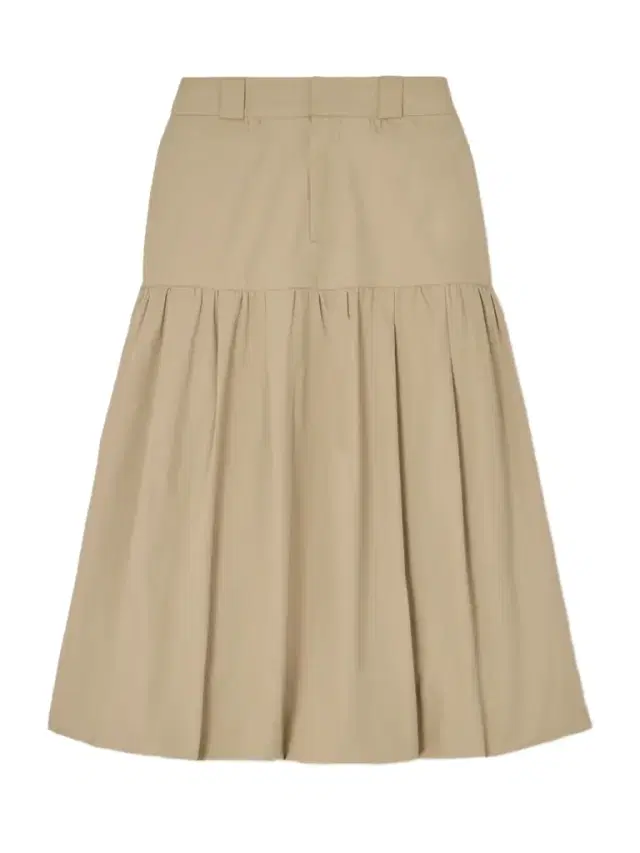 Belle Pleated Tiered Cotton Midi Skirt