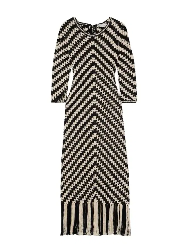Halliday Fringed Crocheted Cotton Midi Dress