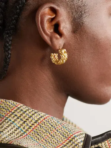 Bottega Veneta Intrecciato Gold-plated Earrings | Thumbnail 2