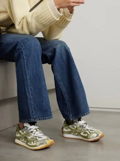 Bottega Veneta Orbit Metallic Rubber, Mesh And Fishnet Sneakers | Thumbnail 2