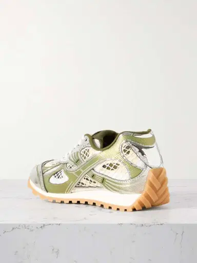 Bottega Veneta Orbit Metallic Rubber, Mesh And Fishnet Sneakers | Thumbnail 3