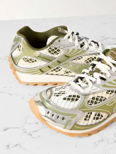Bottega Veneta Orbit Metallic Rubber, Mesh And Fishnet Sneakers | Thumbnail 4