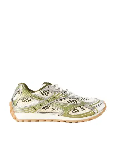 Bottega Veneta Orbit Metallic Rubber, Mesh And Fishnet Sneakers | Thumbnail 1