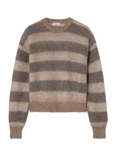 Brunello Cucinelli Striped Mohair-blend Sweater | Thumbnail 1