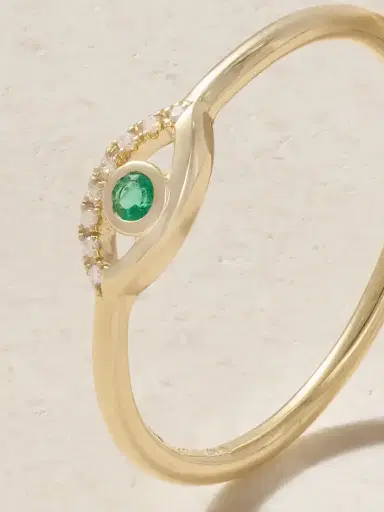 Melissa Joy Manning Wink 14-karat Gold, Diamond And Emerald Ring | Thumbnail 4