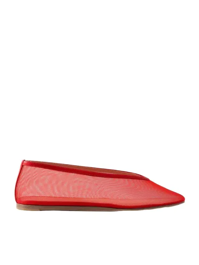 Luna Leather-trimmed Mesh Ballet Flats