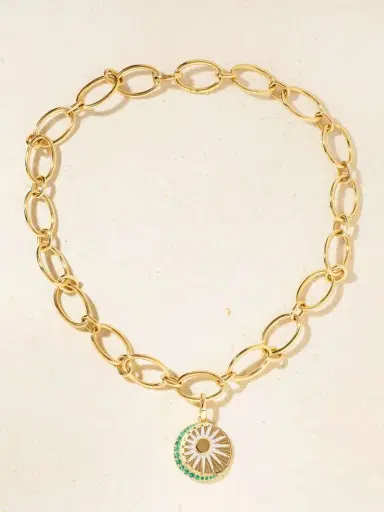 Foundrae Balance 18-karat Gold, Emerald And Diamond Necklace | Thumbnail 4