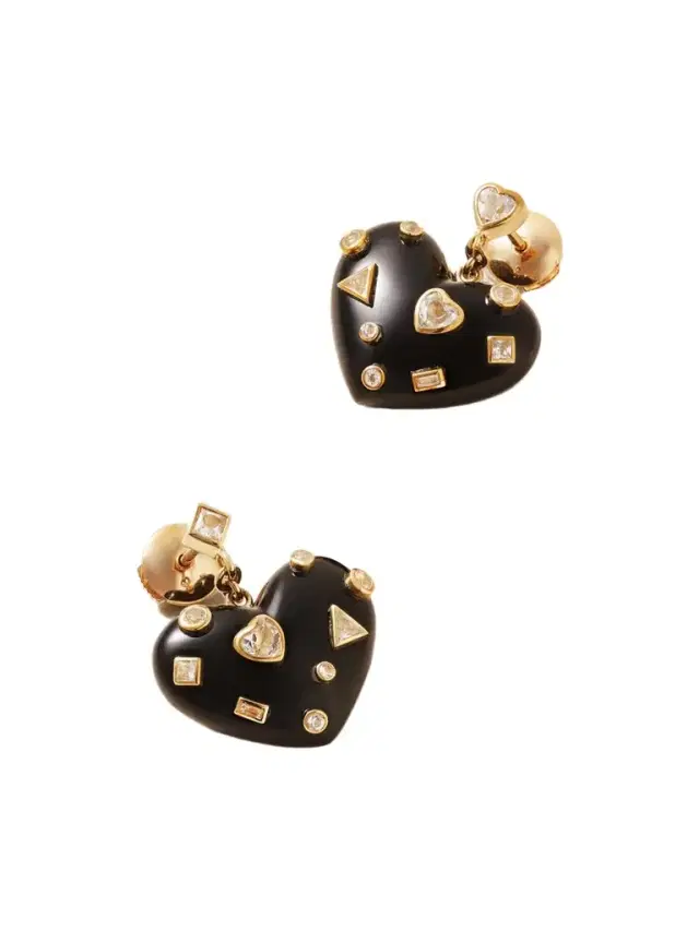 Yvonne Léon Coeur Confettis 9-karat Gold, Onyx And Topaz Earrings