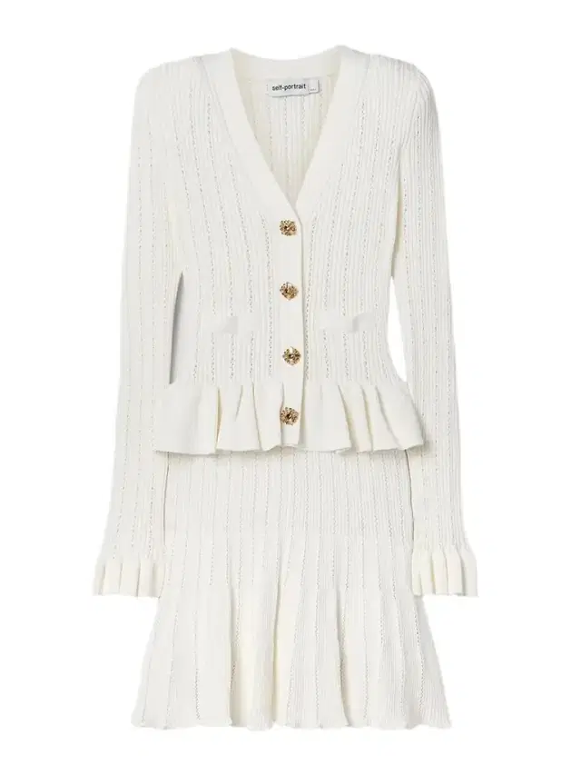 Pointelle-knit Peplum Mini Dress