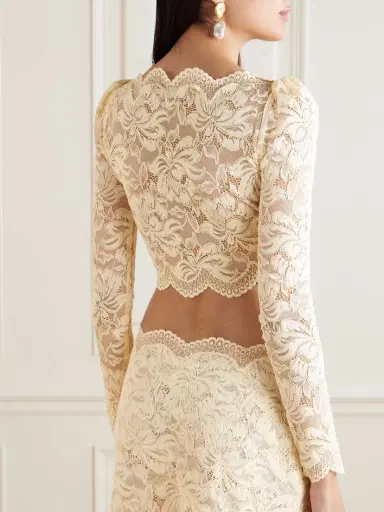 Rabanne Scalloped Cropped Lace Top | Thumbnail 3 Rabanne Scalloped Cropped Lace Top | Thumbnail 3