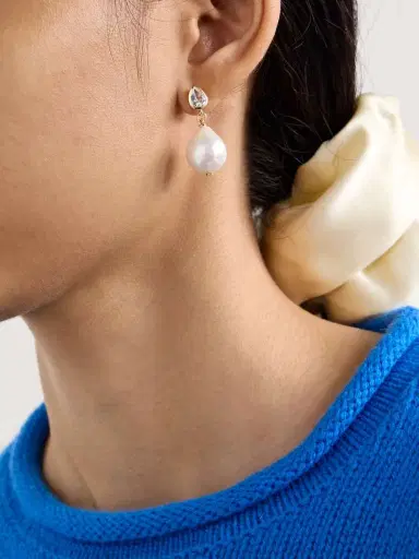 Alison Lou Tear 14-karat , Topaz And Pearl Earrings | Thumbnail 2