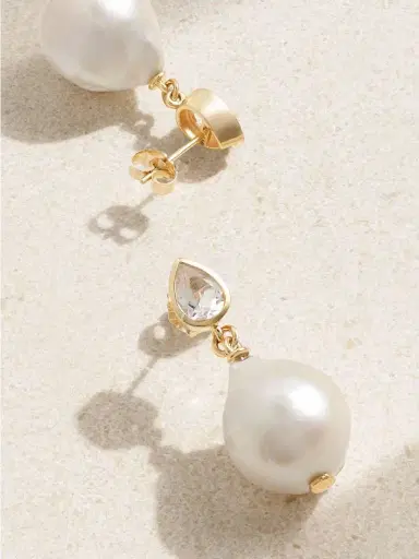 Alison Lou Tear 14-karat , Topaz And Pearl Earrings | Thumbnail 3