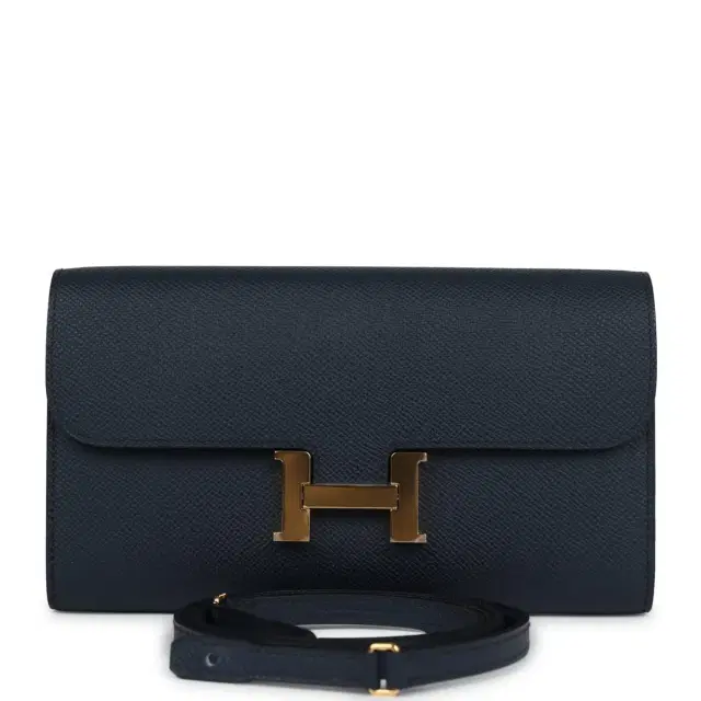 Pre-owned Hermes Constance To Go Wallet Bleu Indigo Epsom Gold Hardware Pre-owned Hermes Constance To Go Wallet Bleu Indigo Epsom Gold Hardware