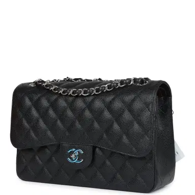 Chanel Chanel Jumbo Classic Double Flap Bag Black Caviar Silver Hardware | Thumbnail 4 Chanel Chanel Jumbo Classic Double Flap Bag Black Caviar Silver Hardware | Thumbnail 4