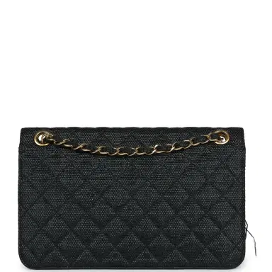Chanel Vintage Chanel Quilted Fringe Single Flap Bag Black Raffia Gold Hardware | Thumbnail 5 Chanel Vintage Chanel Quilted Fringe Single Flap Bag Black Raffia Gold Hardware | Thumbnail 5