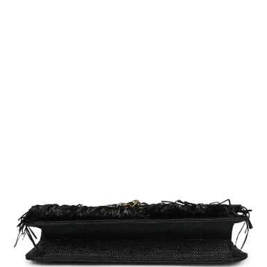Chanel Vintage Chanel Quilted Fringe Single Flap Bag Black Raffia Gold Hardware | Thumbnail 6 Chanel Vintage Chanel Quilted Fringe Single Flap Bag Black Raffia Gold Hardware | Thumbnail 6