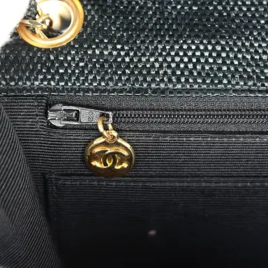 Chanel Vintage Chanel Quilted Fringe Single Flap Bag Black Raffia Gold Hardware | Thumbnail 10 Chanel Vintage Chanel Quilted Fringe Single Flap Bag Black Raffia Gold Hardware | Thumbnail 10