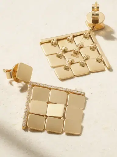 Ileana Makri Medium Tile 18-karat Gold Diamond Earrings | Thumbnail 3 Ileana Makri Medium Tile 18-karat Gold Diamond Earrings | Thumbnail 3