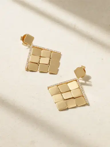 Ileana Makri Medium Tile 18-karat Gold Diamond Earrings | Thumbnail 1 Ileana Makri Medium Tile 18-karat Gold Diamond Earrings | Thumbnail 1