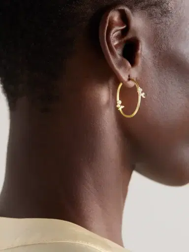 Ileana Makri Lavender Medium 18-karat Gold Diamond Hoop Earrings | Thumbnail 2 Ileana Makri Lavender Medium 18-karat Gold Diamond Hoop Earrings | Thumbnail 2