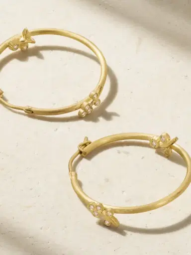 Ileana Makri Lavender Medium 18-karat Gold Diamond Hoop Earrings | Thumbnail 3 Ileana Makri Lavender Medium 18-karat Gold Diamond Hoop Earrings | Thumbnail 3