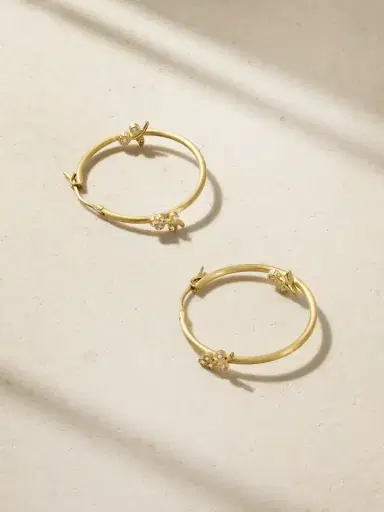 Ileana Makri Lavender Medium 18-karat Gold Diamond Hoop Earrings | Thumbnail 1 Ileana Makri Lavender Medium 18-karat Gold Diamond Hoop Earrings | Thumbnail 1