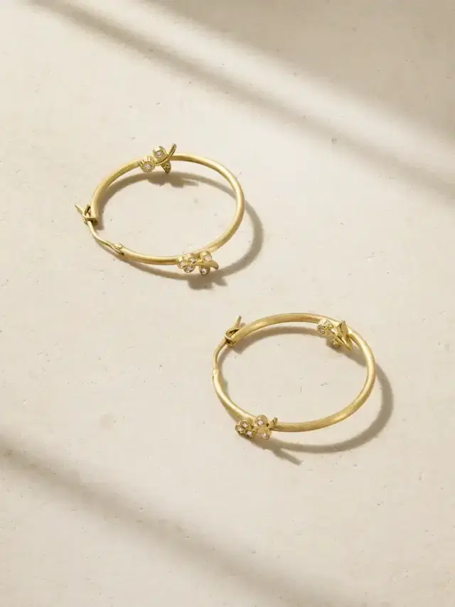 Lavender Medium 18-karat Gold Diamond Hoop Earrings