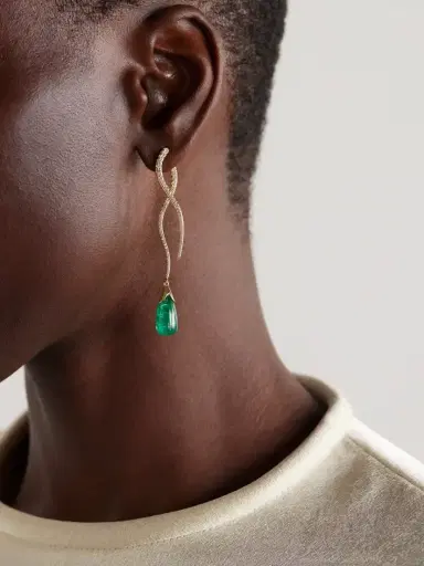 Ileana Makri 18-karat Gold, Emerald And Diamond Earrings | Thumbnail 2 Ileana Makri 18-karat Gold, Emerald And Diamond Earrings | Thumbnail 2