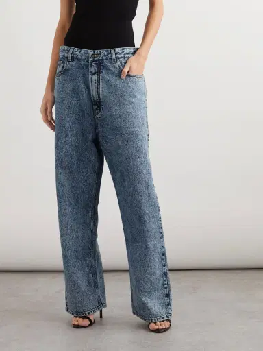 Alaïa Layered Jersey-trimmed Wide-leg Jeans | Thumbnail 3