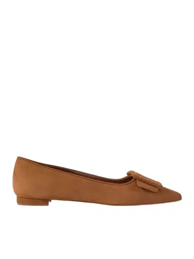 Manolo Blahnik Maysale Suede Point-toe Flats | Thumbnail 1 Manolo Blahnik Maysale Suede Point-toe Flats | Thumbnail 1
