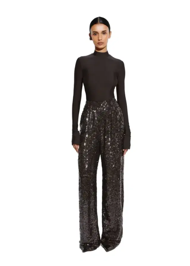 Sequin Relaxed Pleated Pant
