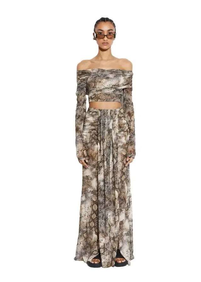 LAPOINTE Snake Mesh Draped Skirt