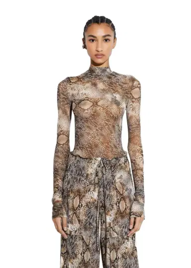 Lapointe Snake Mesh Mock Neck Bodysuit | Thumbnail 1 Lapointe Snake Mesh Mock Neck Bodysuit | Thumbnail 1