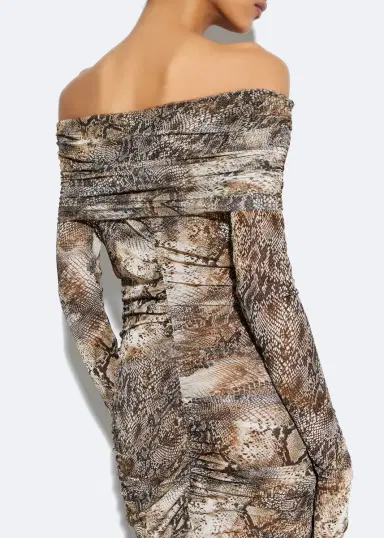 Lapointe Snake Mesh Off The Shoulder Dress | Thumbnail 3 Lapointe Snake Mesh Off The Shoulder Dress | Thumbnail 3