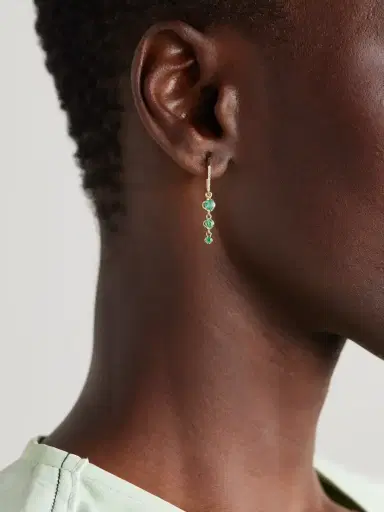 Jennifer Meyer 3 Graduated Illusion 18-karat Gold, Emerald And Diamond Earrings | Thumbnail 2 Jennifer Meyer 3 Graduated Illusion 18-karat Gold, Emerald And Diamond Earrings | Thumbnail 2