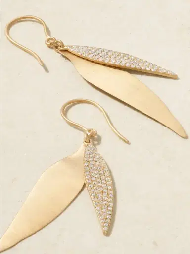 Ileana Makri Falling Leaves 18-karat Gold Diamond Earrings | Thumbnail 3 Ileana Makri Falling Leaves 18-karat Gold Diamond Earrings | Thumbnail 3