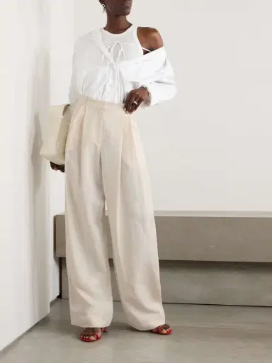 The Frankie Shop Piper Pleated Twill Wide-leg Pants | Thumbnail 2