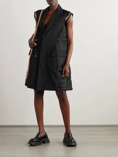 Sacai Canvas-trimmed Grain De Poudre And Shell Vest | Thumbnail 2 Sacai Canvas-trimmed Grain De Poudre And Shell Vest | Thumbnail 2