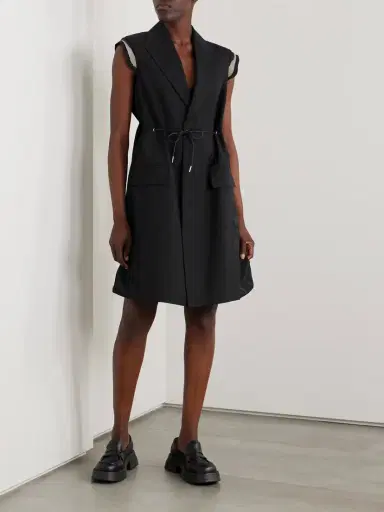 Sacai Canvas-trimmed Grain De Poudre And Shell Vest | Thumbnail 3 Sacai Canvas-trimmed Grain De Poudre And Shell Vest | Thumbnail 3