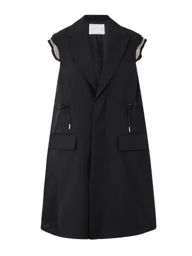 Sacai Canvas-trimmed Grain De Poudre And Shell Vest | Thumbnail 1 Sacai Canvas-trimmed Grain De Poudre And Shell Vest | Thumbnail 1