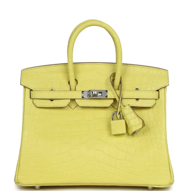 hermes Hermes Birkin 25 Lime Matte Alligator Mississippiensis Palladium Hardware