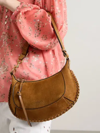 Isabel Marant Oskan Moon Whipstitched Leather-trimmed Suede Shoulder Bag | Thumbnail 2 Isabel Marant Oskan Moon Whipstitched Leather-trimmed Suede Shoulder Bag | Thumbnail 2