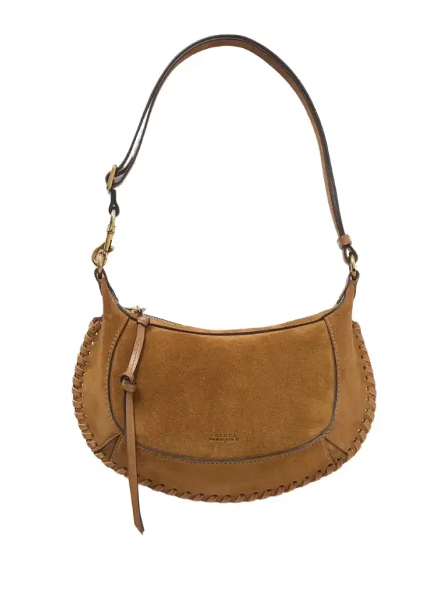 Isabel Marant Oskan Moon Whipstitched Leather-trimmed Suede Shoulder Bag