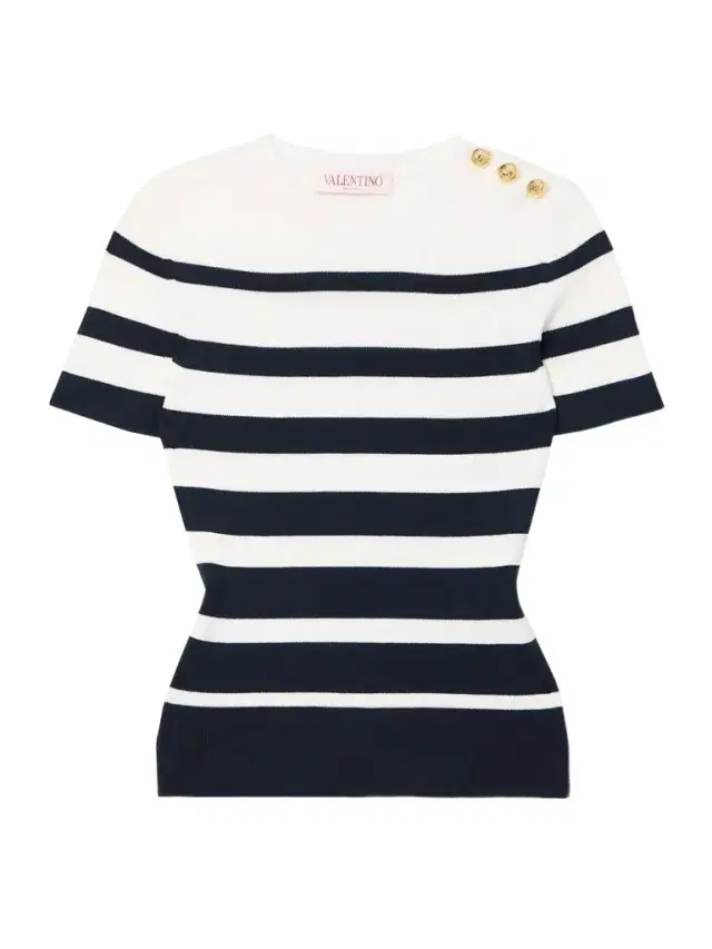 Embellished Striped Ribbed Cotton Sweater