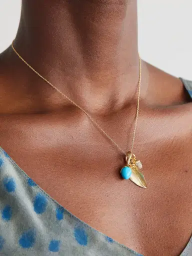 OLE LYNGGAARD COPENHAGEN This Lotus 18-karat Gold, Turquoise And Diamond Necklace | Thumbnail 2 OLE LYNGGAARD COPENHAGEN This Lotus 18-karat Gold, Turquoise And Diamond Necklace | Thumbnail 2