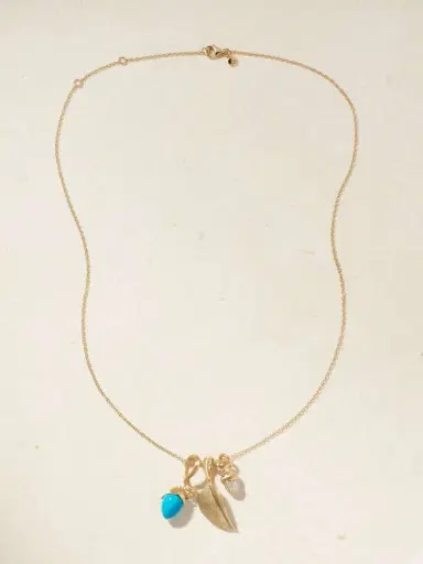 OLE LYNGGAARD COPENHAGEN This Lotus 18-karat Gold, Turquoise And Diamond Necklace | Thumbnail 4 OLE LYNGGAARD COPENHAGEN This Lotus 18-karat Gold, Turquoise And Diamond Necklace | Thumbnail 4