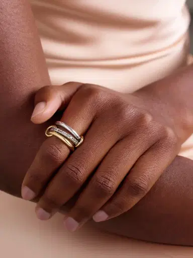 Spinelli Kilcollin Taurus Set Of Three 18-karat Gold And Sterling Silver Diamond Rings | Thumbnail 2 Spinelli Kilcollin Taurus Set Of Three 18-karat Gold And Sterling Silver Diamond Rings | Thumbnail 2