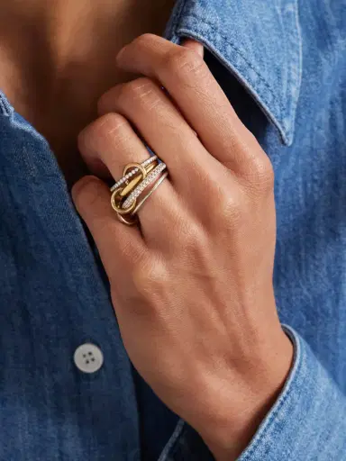 Spinelli Kilcollin Vega Set Of Four Sterling Silver And 18-karat Gold Diamond Rings | Thumbnail 2 Spinelli Kilcollin Vega Set Of Four Sterling Silver And 18-karat Gold Diamond Rings | Thumbnail 2