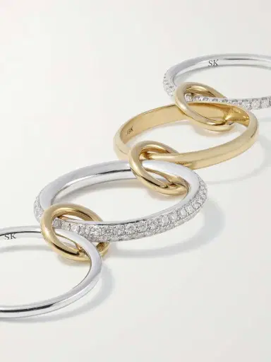 Spinelli Kilcollin Vega Set Of Four Sterling Silver And 18-karat Gold Diamond Rings | Thumbnail 3 Spinelli Kilcollin Vega Set Of Four Sterling Silver And 18-karat Gold Diamond Rings | Thumbnail 3